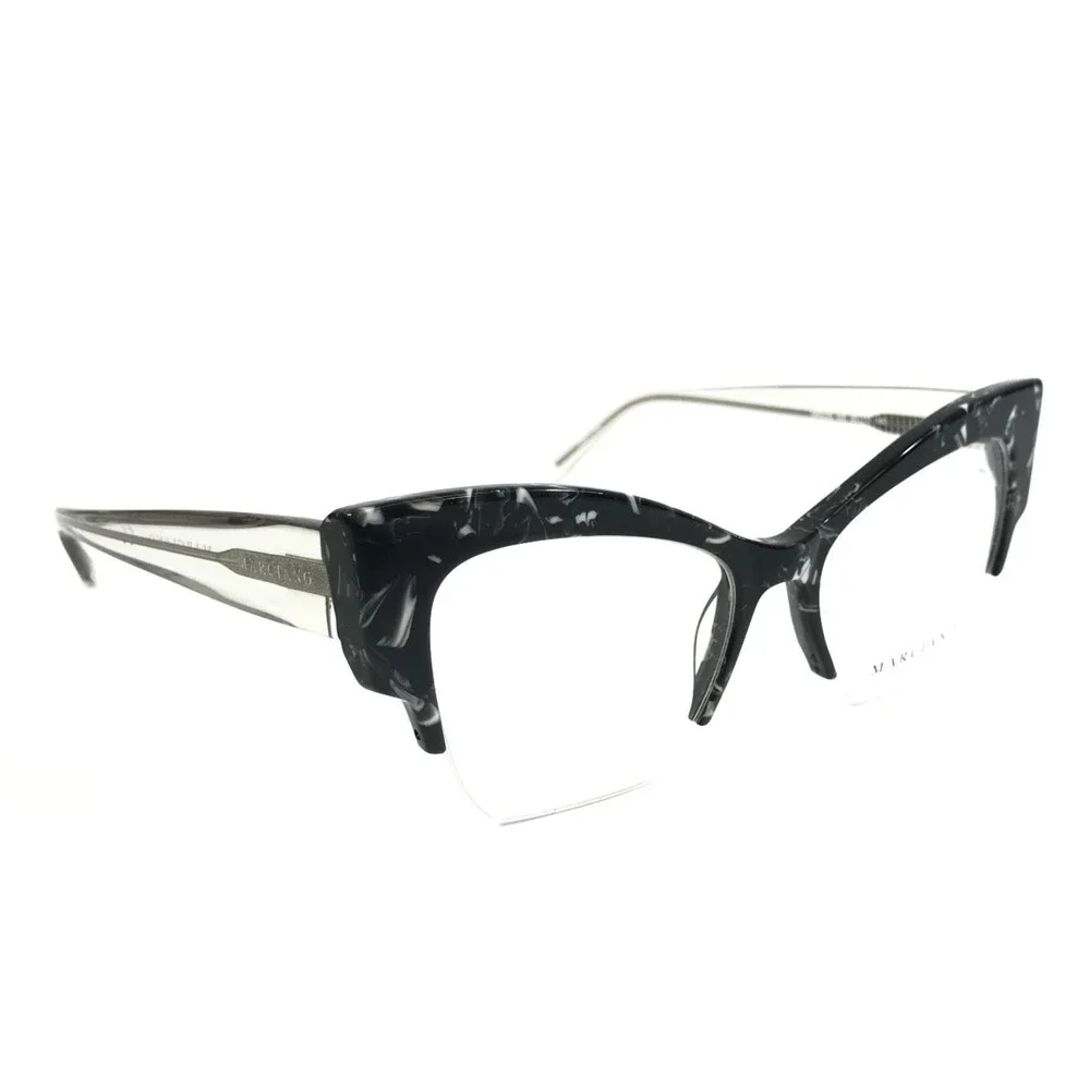 Marciano Eyeglasses Frames GM0329 005 Black Silver Marble Oversized 50-17-140